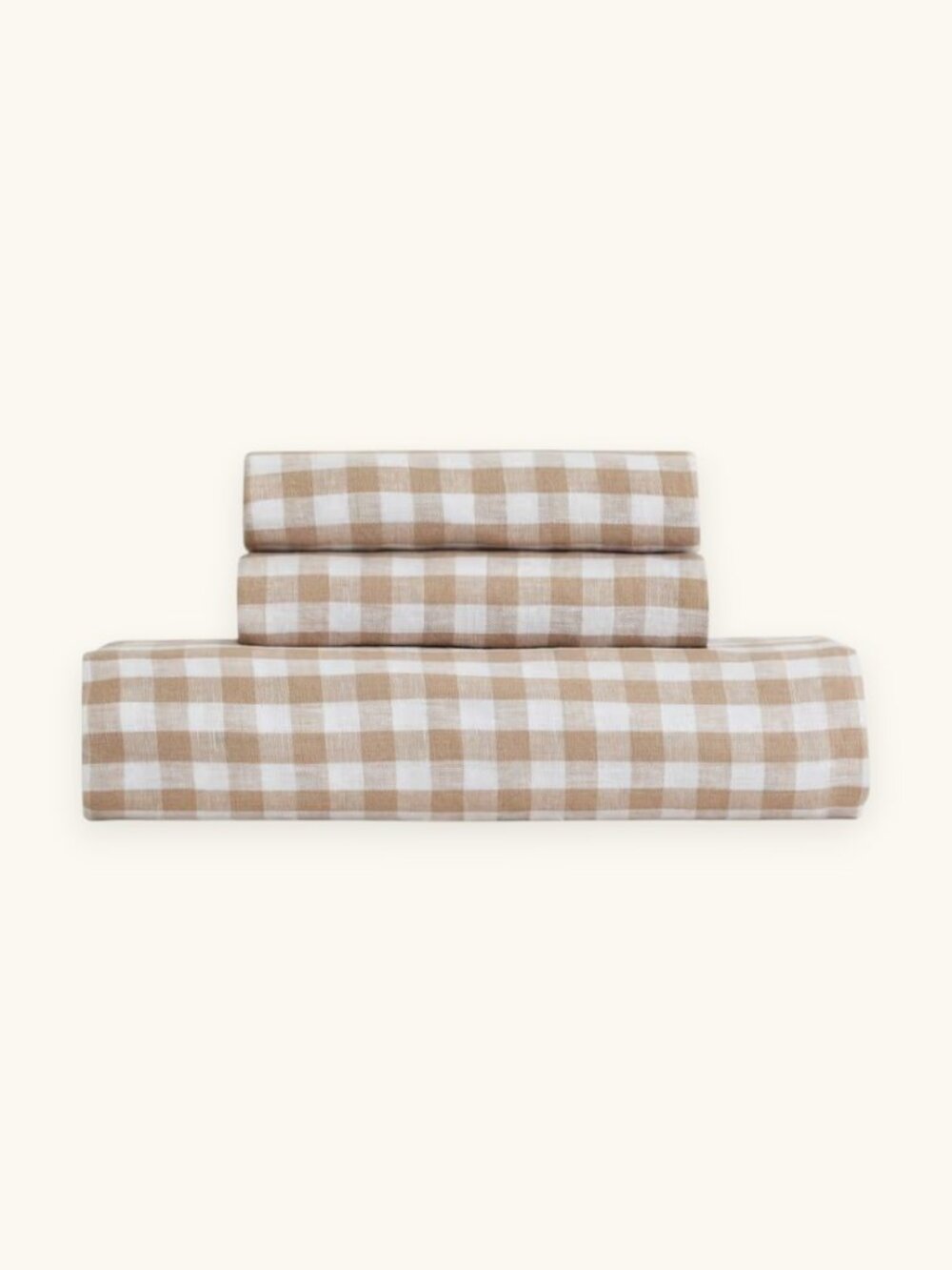 Quince European Linen Cafe Gingham 3 Piece Sheet Set, Queen